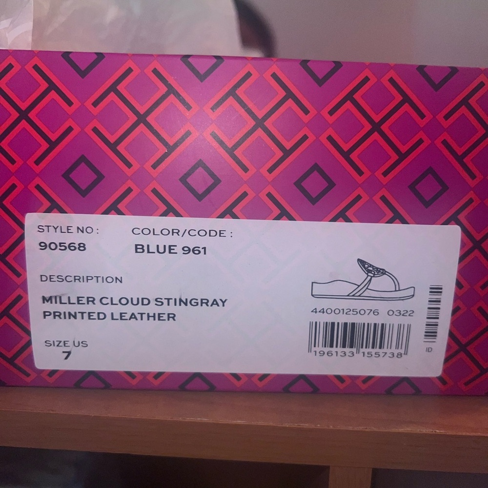 Tory Burch Blue Miller Cloud Stingray Sandals